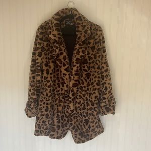 Cheetah fluffy Pea coat large